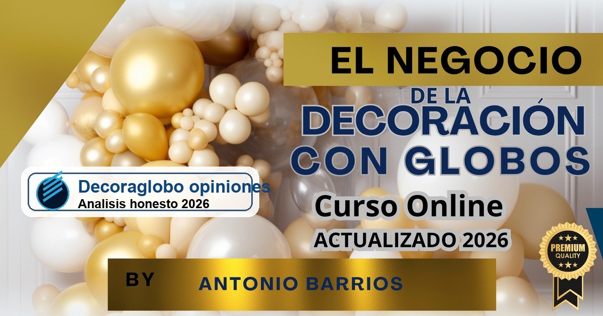 Decoraglobo opiniones portada con logo y curso El Negocio de la Decoracion con Globos