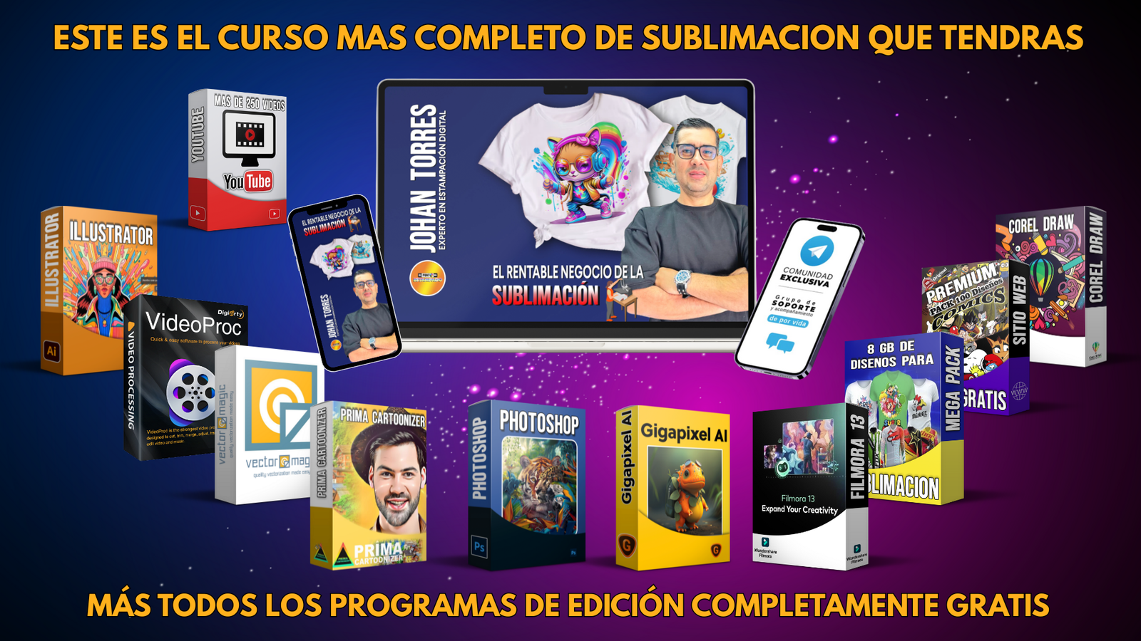 El Rentable Negocio de la Sublimación opiniones con Johan Torres y portada del curso
