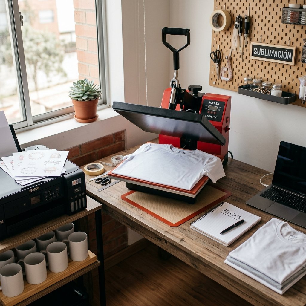 taller casero para sublimación desde cero con prensa de calor y tazas personalizadas